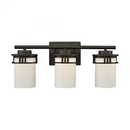 Thomas Ravendale 3-Light for the Bath in Oil Rubbed Bronze with Opal White Gl CN578311